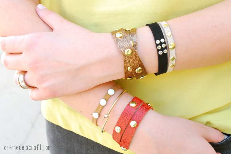 DIY Leather Studded Wrap Bracelet