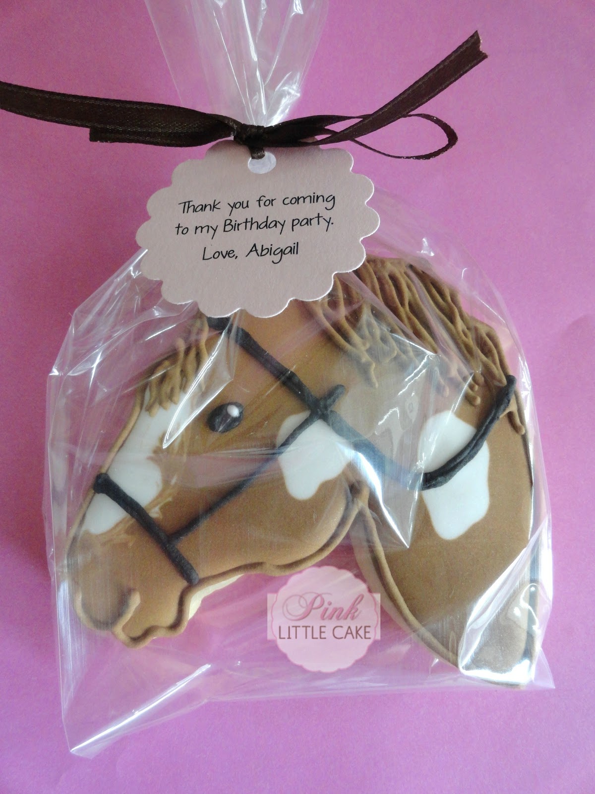 My Pink Little Cake Horse Cookie Favors for a Farm Theme Birthday Party