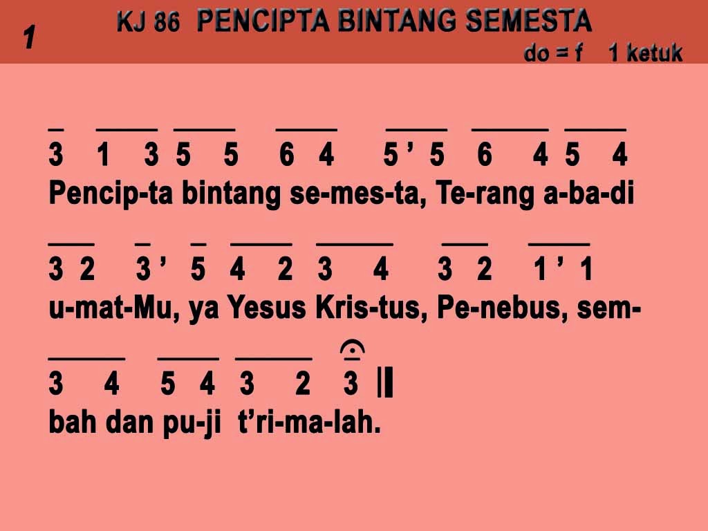 Lagu Gereja Rohani Kristen: Kidung Jemaat. 086. Pencipta Bintang Semesta.