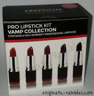 Freedom Makeup Pro Lipstick Kit Vamp Collection Swatch Review Pure Vamp Vamp Noir Dusk Till Dawn Dark Paradise Intense Noir