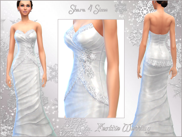 Festive Snowflake Wedding Dress - BaixeSims.Net