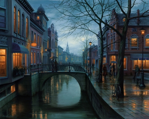 22-Rainy-Morning-Evgeny-Lushpin-Scenes-of-Realistic-Night-Time-Paintings-www-designstack-co
