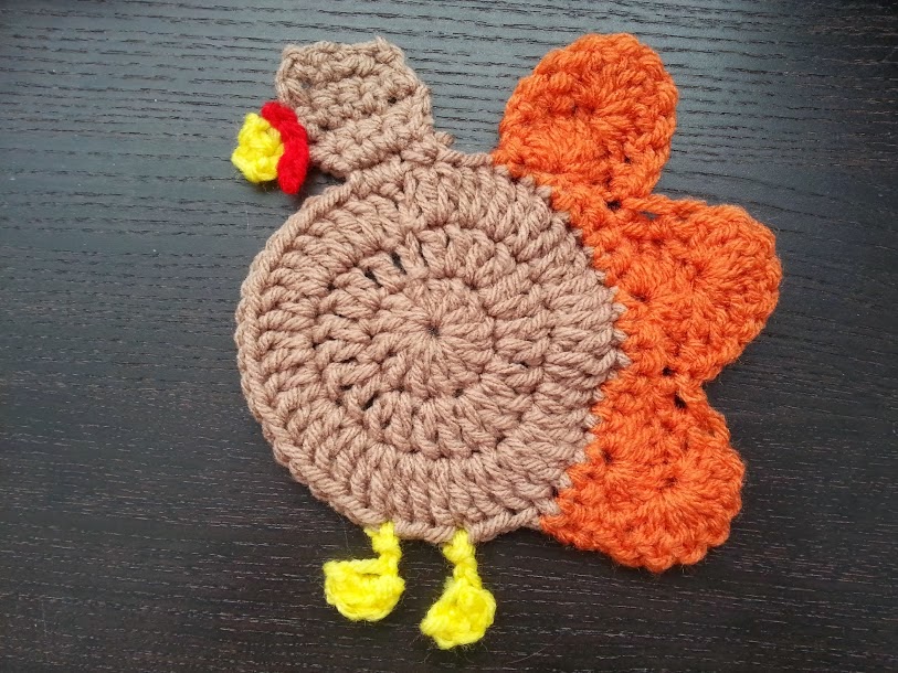 turkey Thanksgiving crochet, Crochet applique, Crochet coasters
