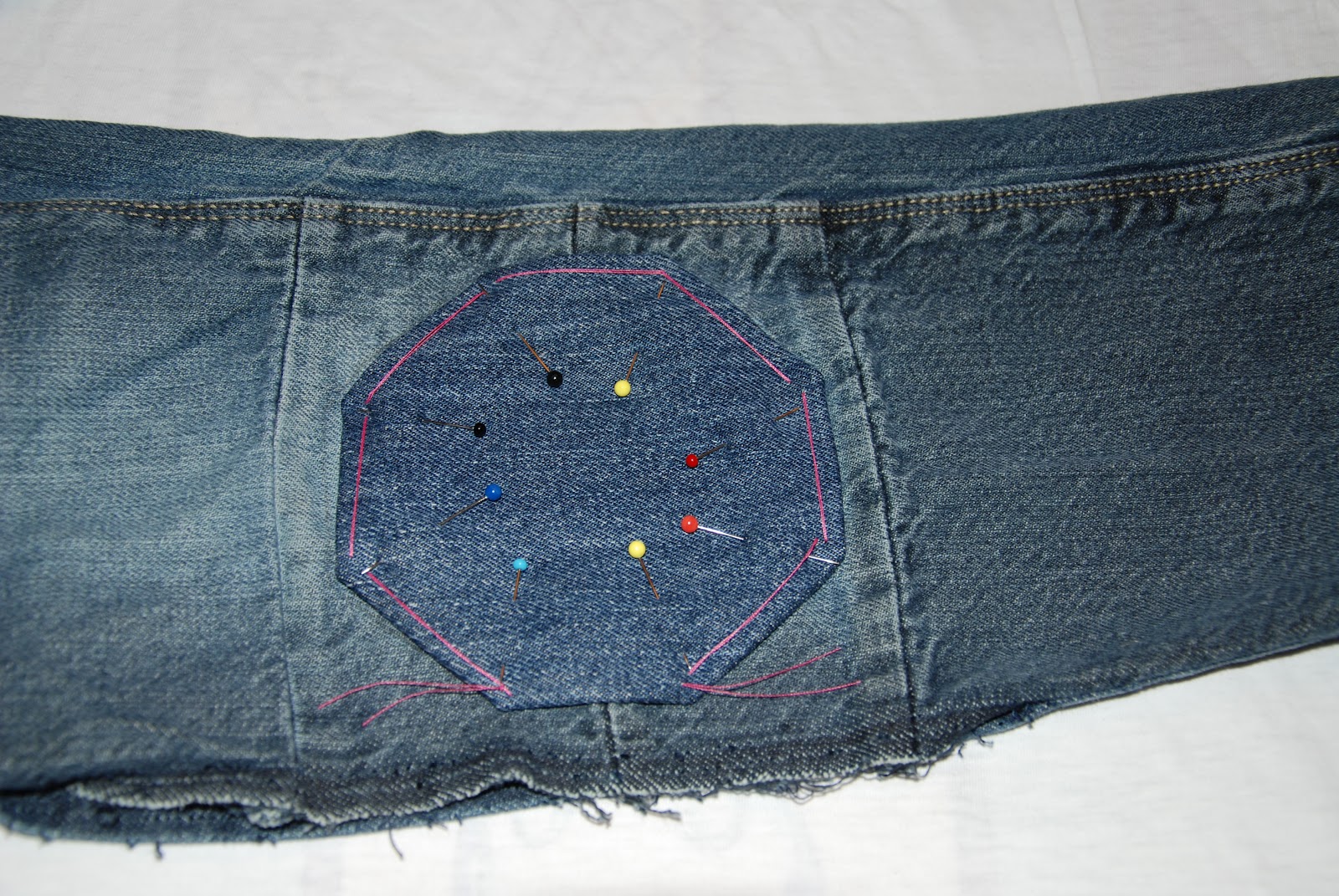 grapes and hearts Sewing on patches and jeans reassembly