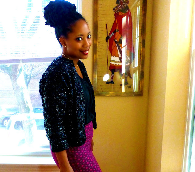 Sequins and African Wax Print Skirt