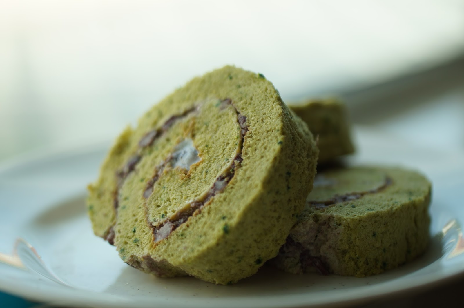 Journal of a nutritionist mom Japanese matcha swiss roll with adzuki
