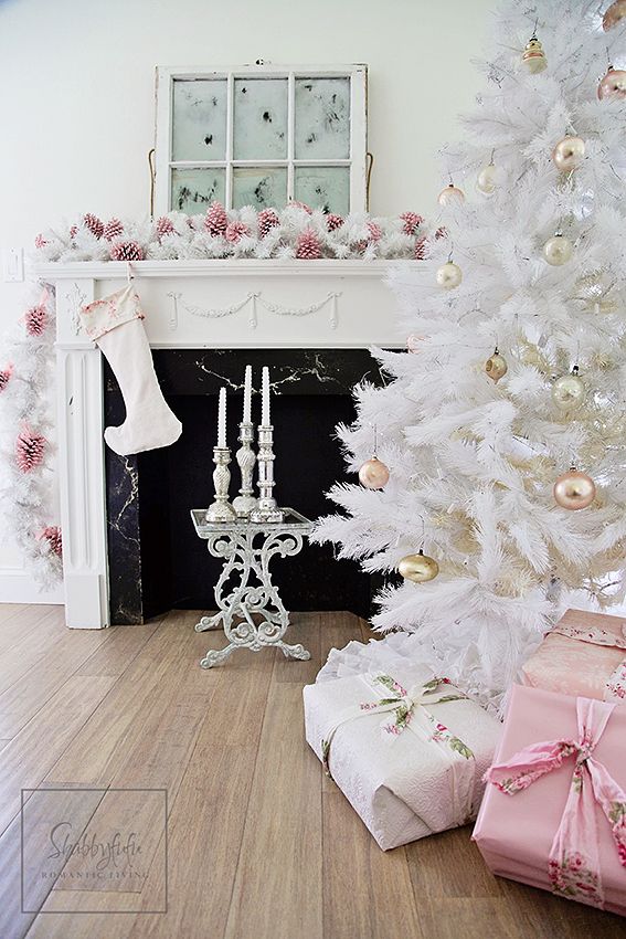 Pink and White Christmas decor