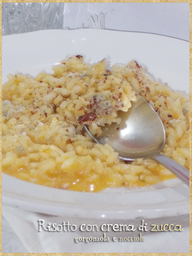 Sciroppo di mirtilli e piccoli equilibri Risotto con crema di zucca