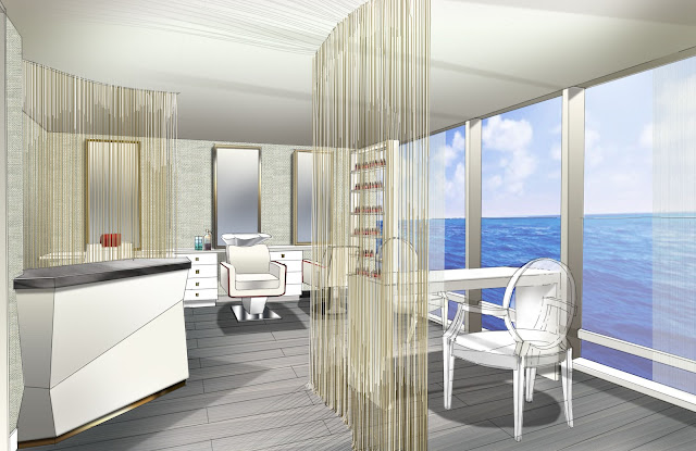 The Spa will be expanded as well. Seen here is the new onboard salon.
