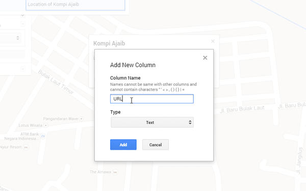 Screenshot URL column data URL column data