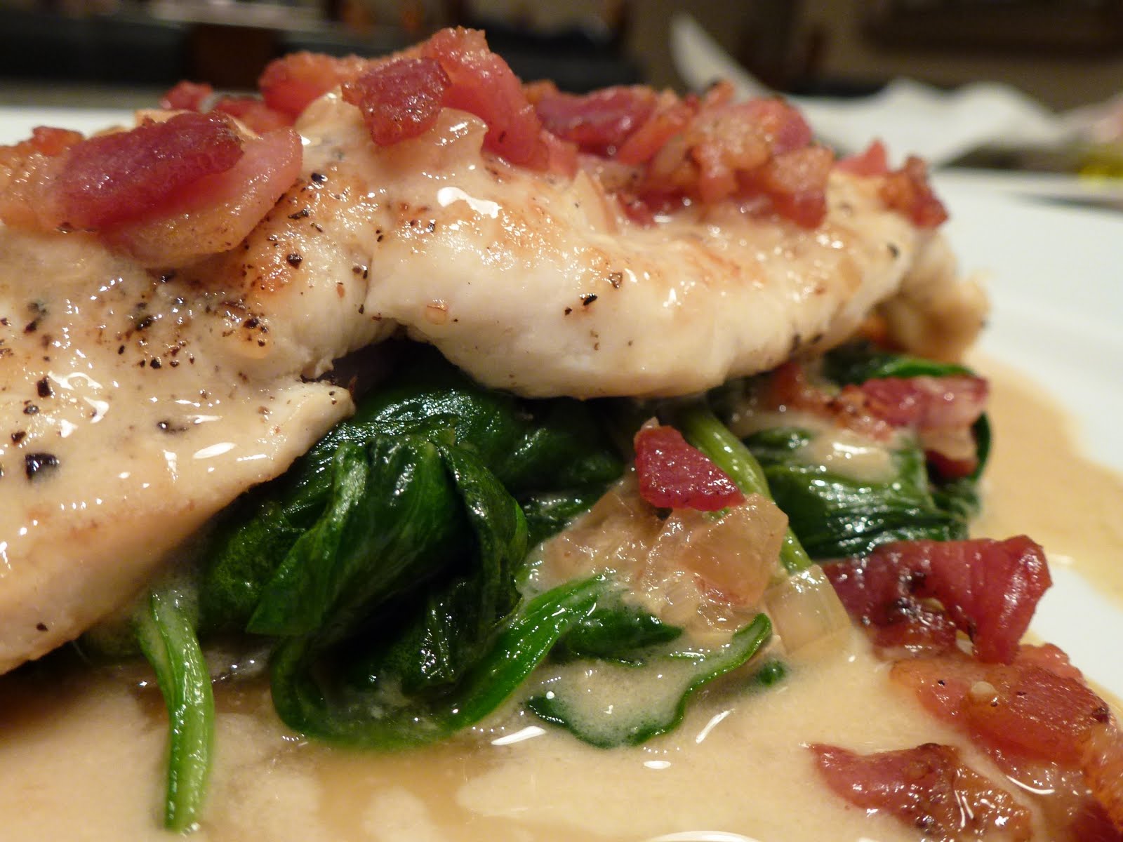 Hardly Housewives Lemon Chicken Paillard with Pancetta and Spinach