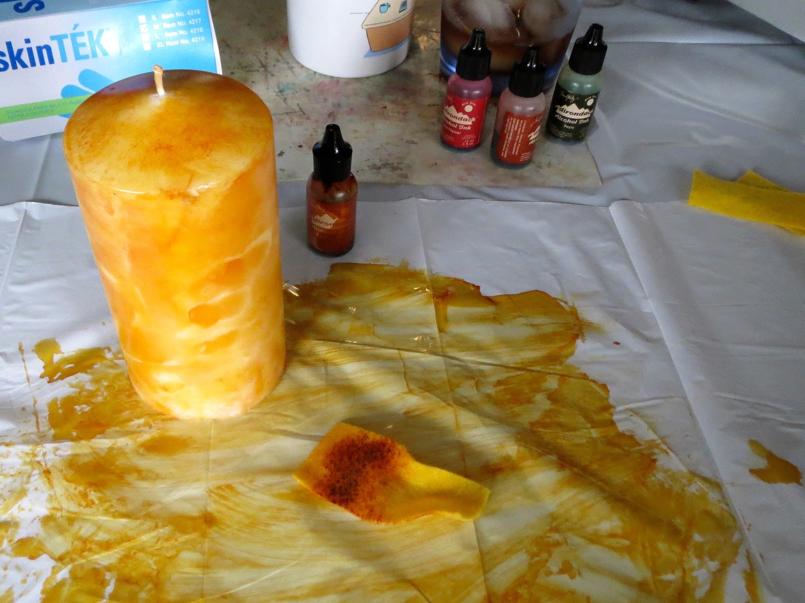 Creative Expressions Alcohol Ink on Candles Wisc Stamp Camp