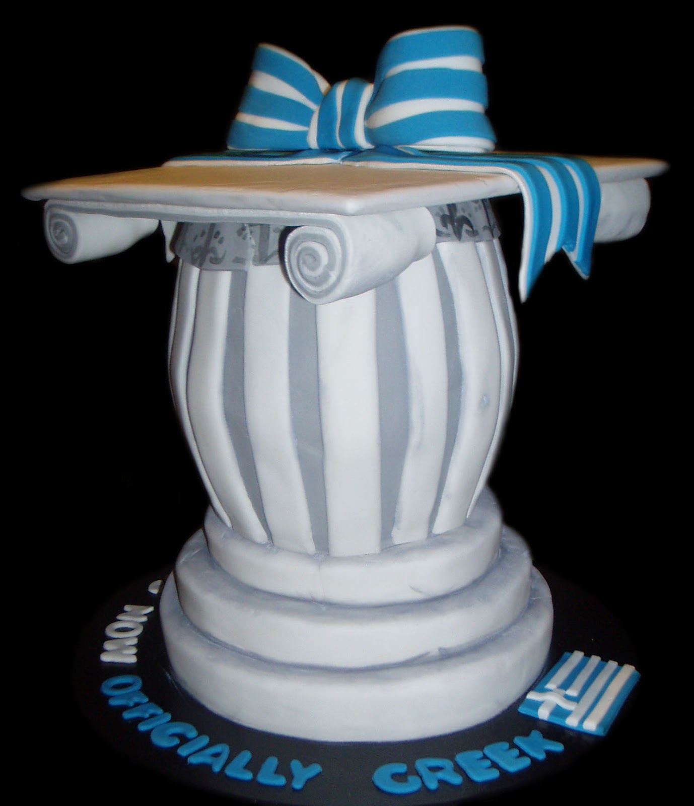 Nada's cakes Greek Column Christening Cake by Nada's Cakes Canberra