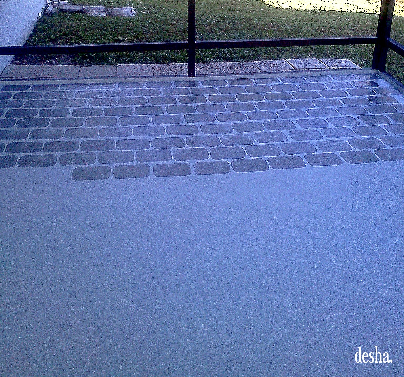 desha. faux brick patio.
