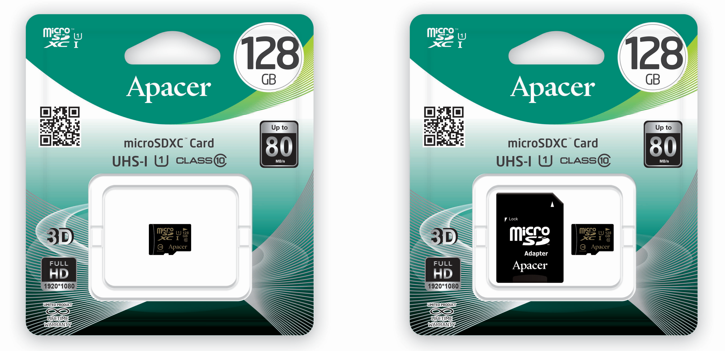 Apacer 128GB microSDXC Memory Card Retail Box Apacer 128GB microSDXC Memory Card Retail Box