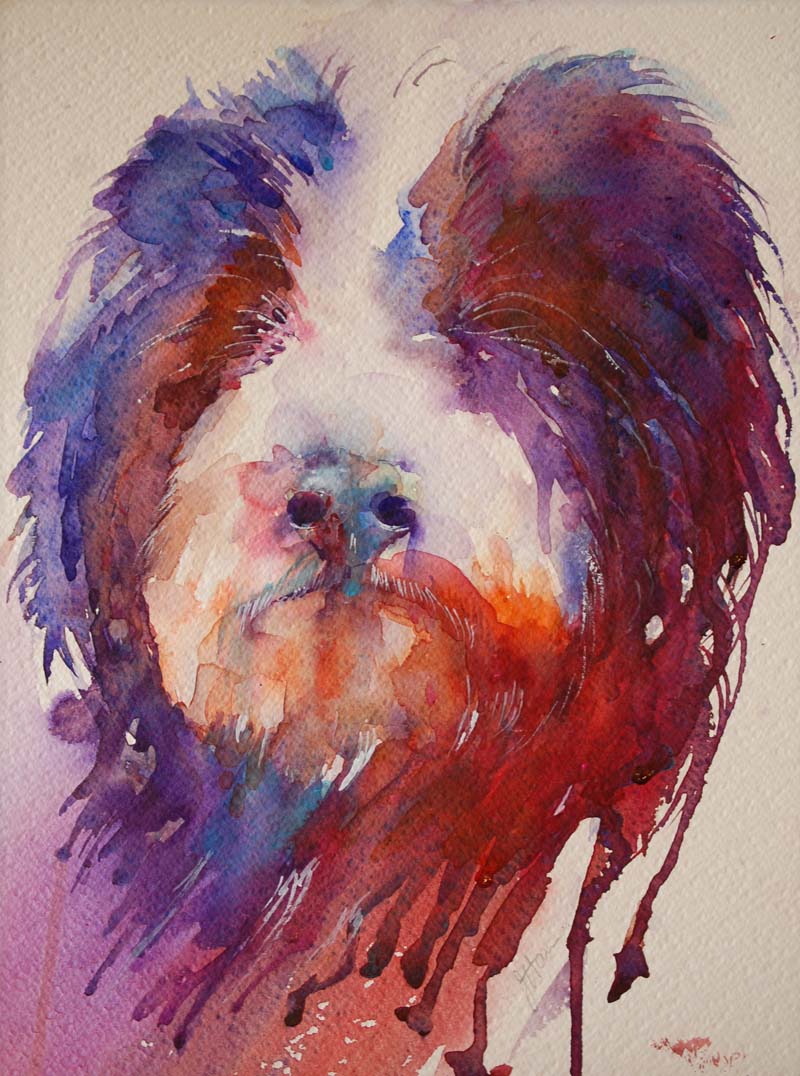 Watercolours With Life Dogs in Art Gallery, Stockbridge, Hampshire