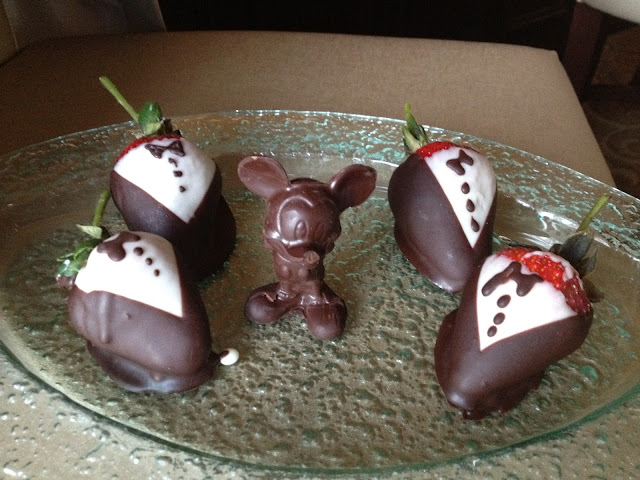 Chocolate dipped strawberries and chocolate Mickey