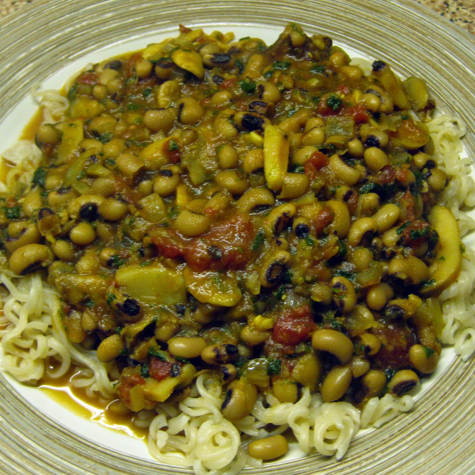 Frugal in Norfolk Black Eyed Beans with Mushrooms adapted recipe