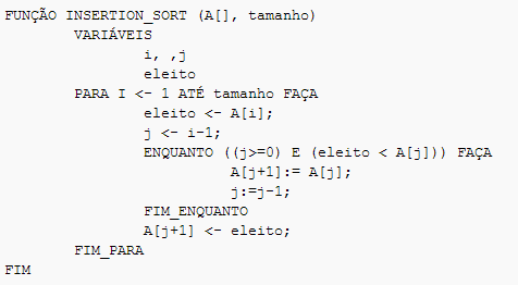 Como ordenar um vetor com o algoritmo INSERTION SORT