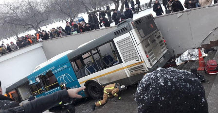 5 killed as runaway bus crashes into underground passage in Moscow