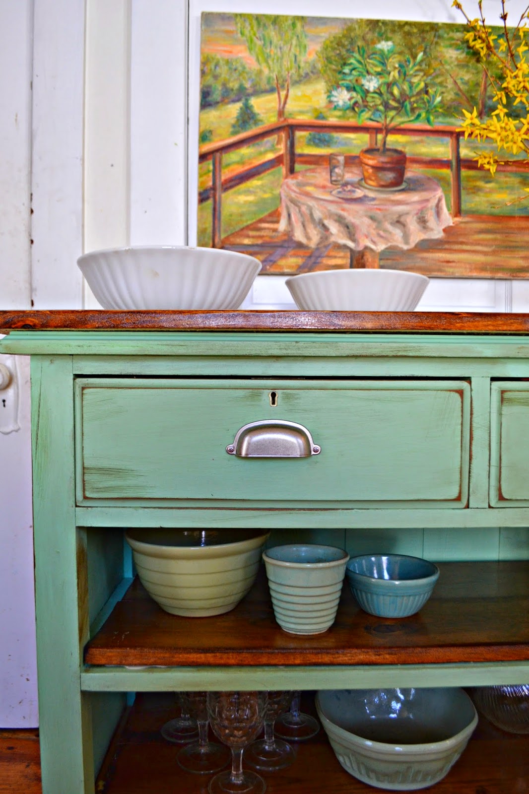 Heir and Space Antique Dresser Turned Kitchen Island