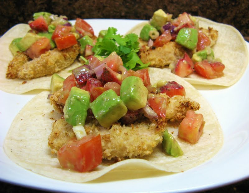 The WellFed Newlyweds Crispy Margarita Chicken Tacos with Strawberry