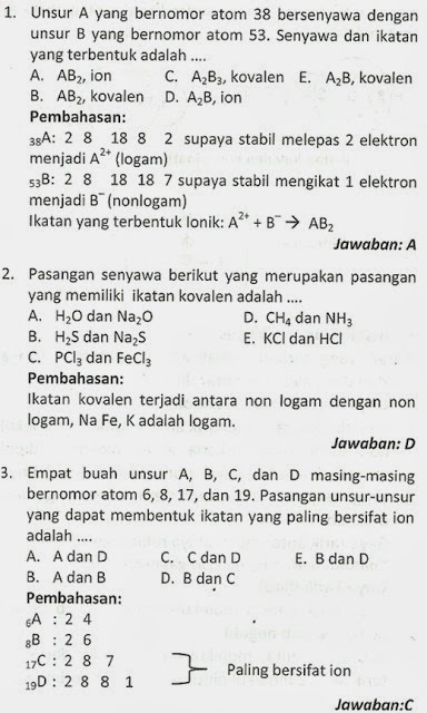 Soal Kimia Bab 3 Kls 10 Dan Pembahasannya