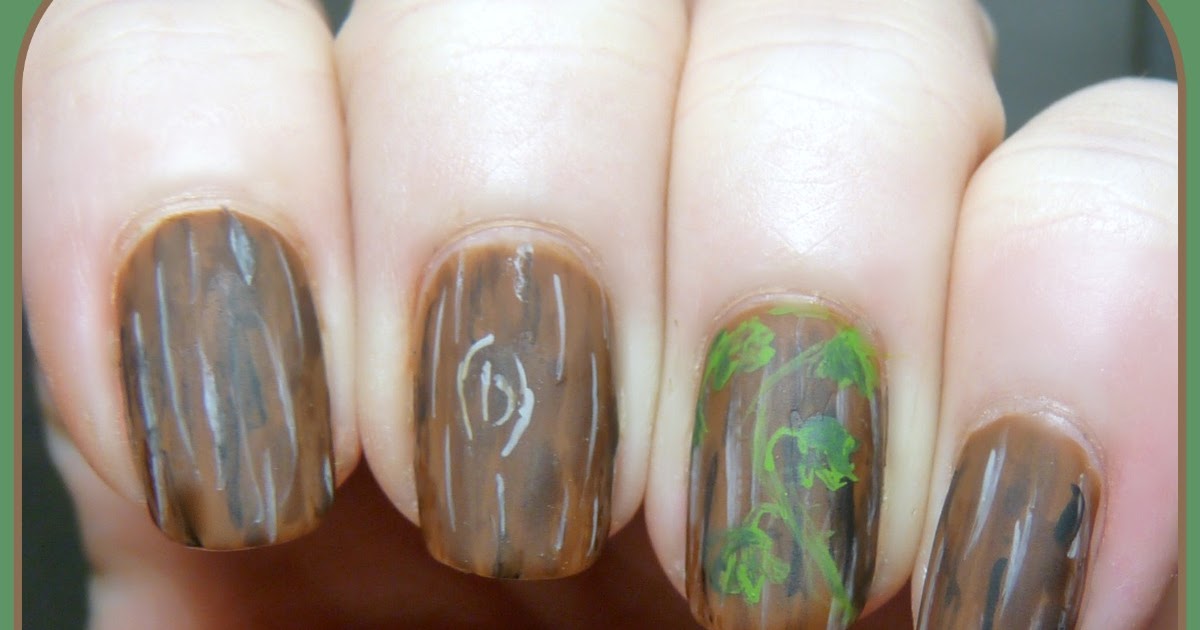 The Digital Dozen Does Nature Day 4 Wood and Ivy Nail Art