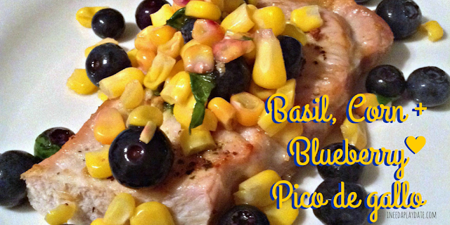 Basil, Corn + Blueberry Pico de gallo #recipe