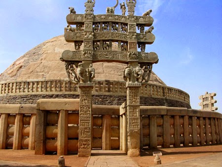 a stupa in Sanchi (the grave dedicated to ashes of Buddha)
