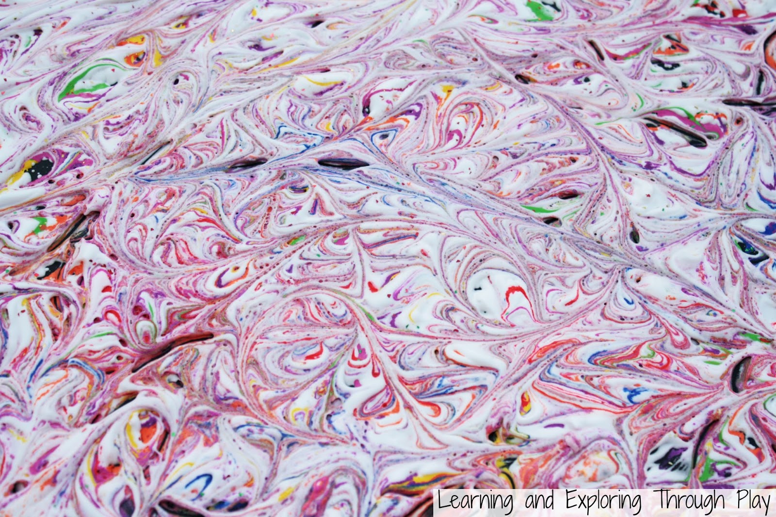Learning and Exploring Through Play Shaving Foam Painting Tuff Tray