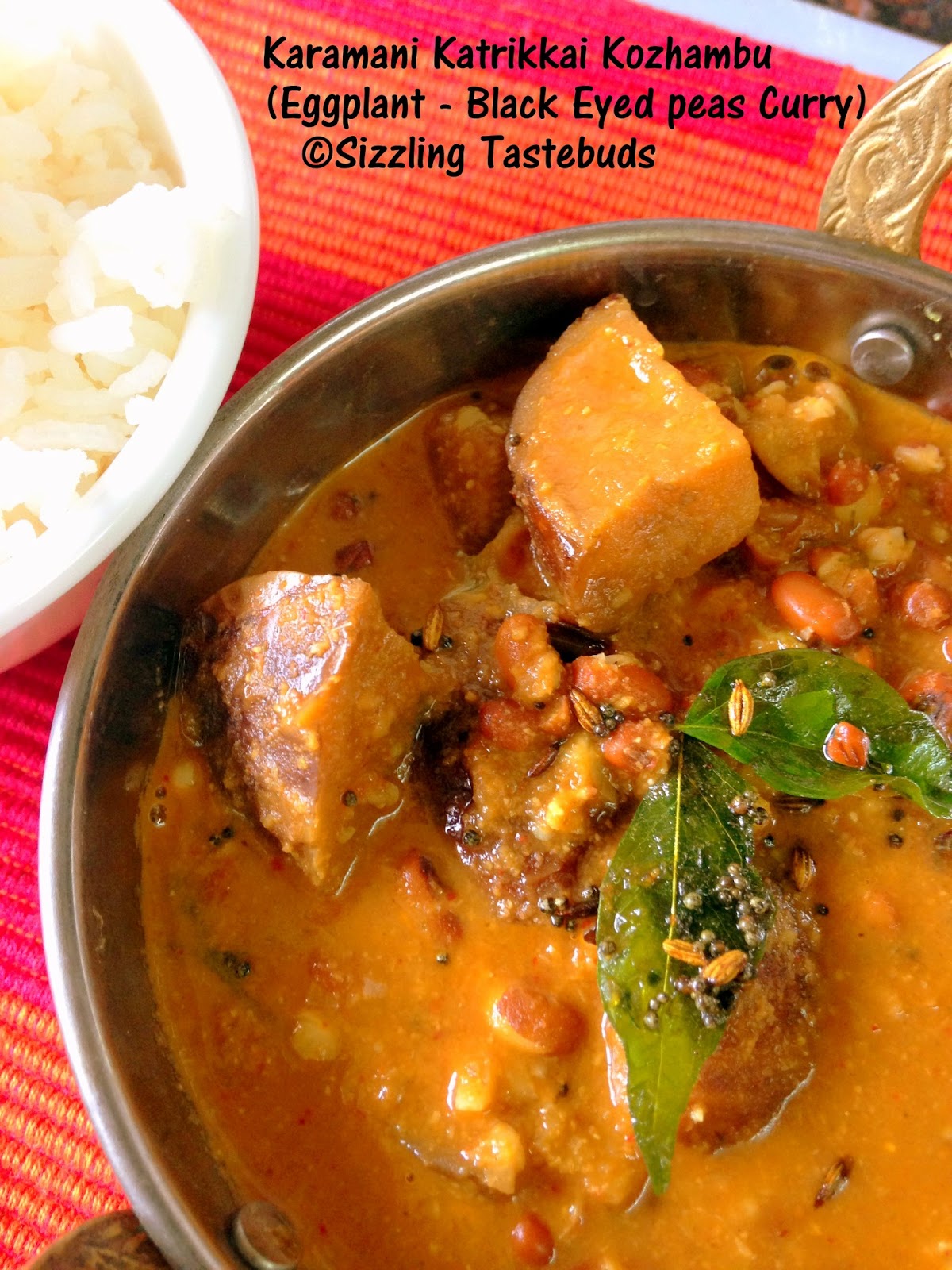 Sizzling Tastebuds Kathrikkai Karamani Kootu Version 2 Brinjal