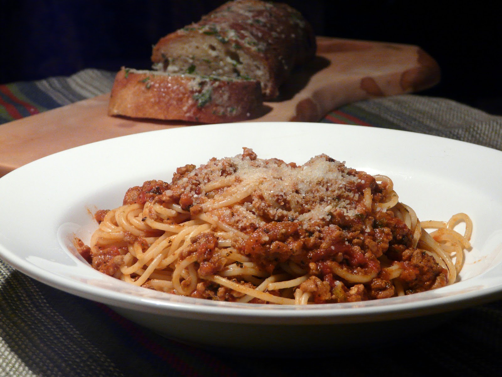 Thibeault's Table Spaghetti Bolognese with Garlic Bread