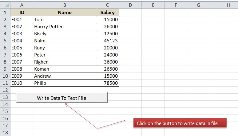 excel vba write log text file