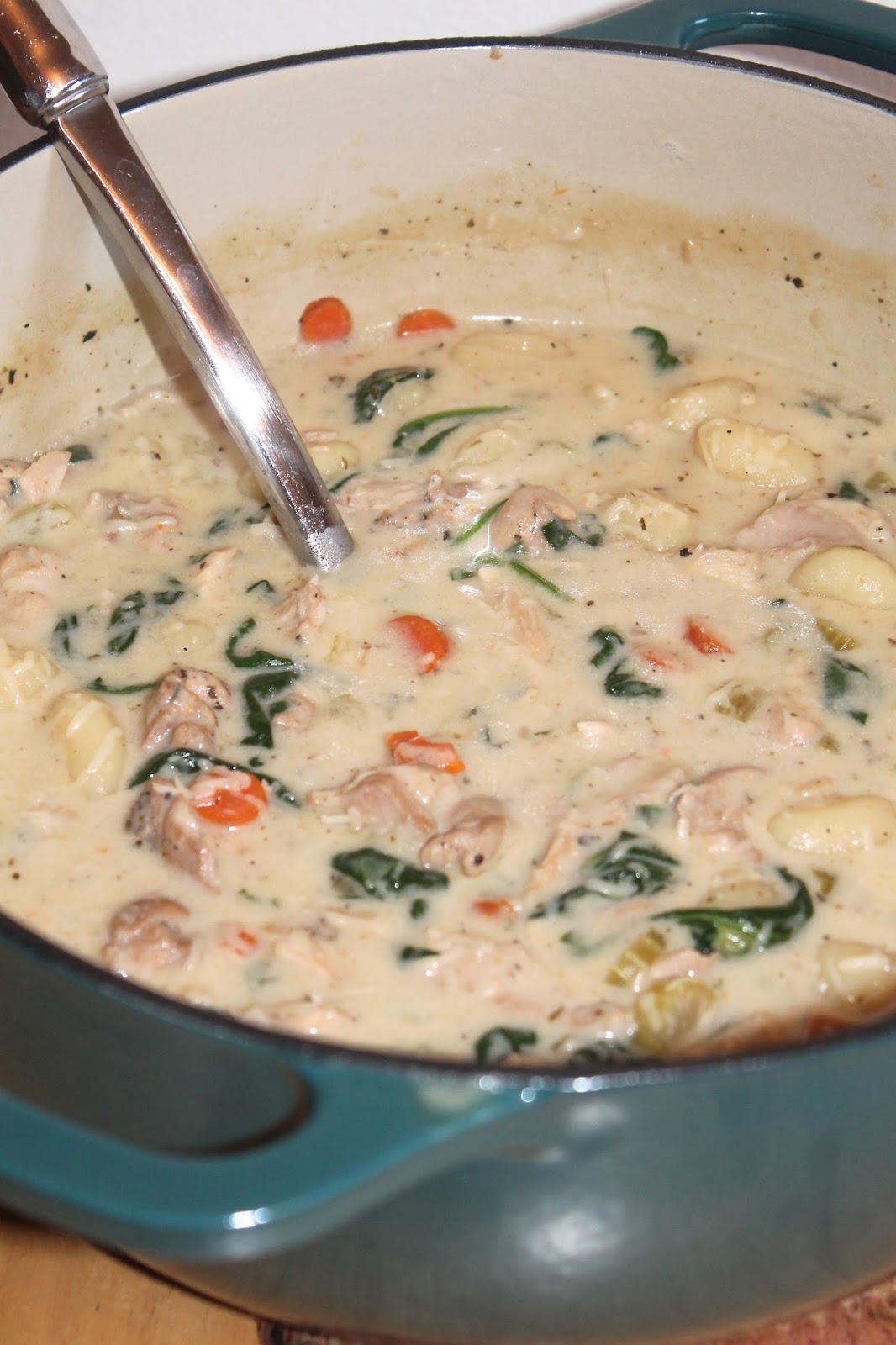 Savory Moments Chicken, gnocchi, and spinach soup
