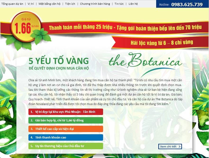 Căn hộ giá tốt nhất khu gần sân bay TSN - mặt tiền Phổ Quang - The Botanica - Liên hệ: 0938 321 119 - 2