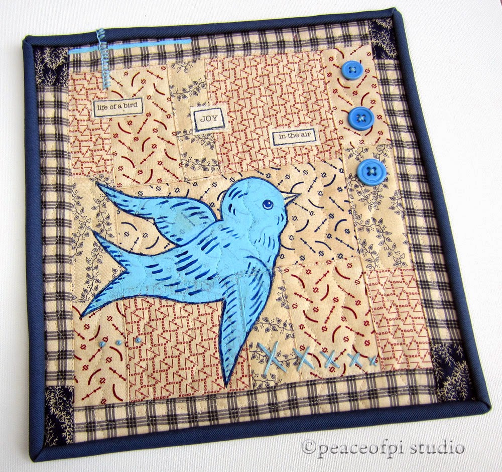 peaceofpi studio Flying Bird Mixed Media Art Quilt
