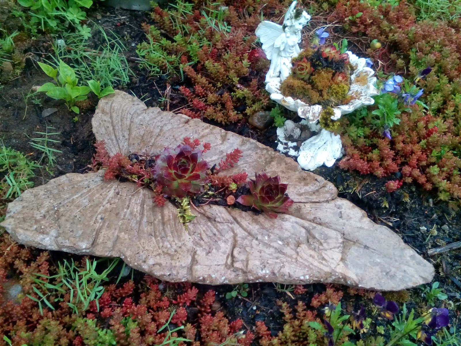 Hypertufa Leaves, Garden Art
