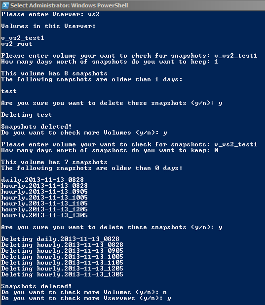 Clustered ONTAP Snapshot Deletor Interactive