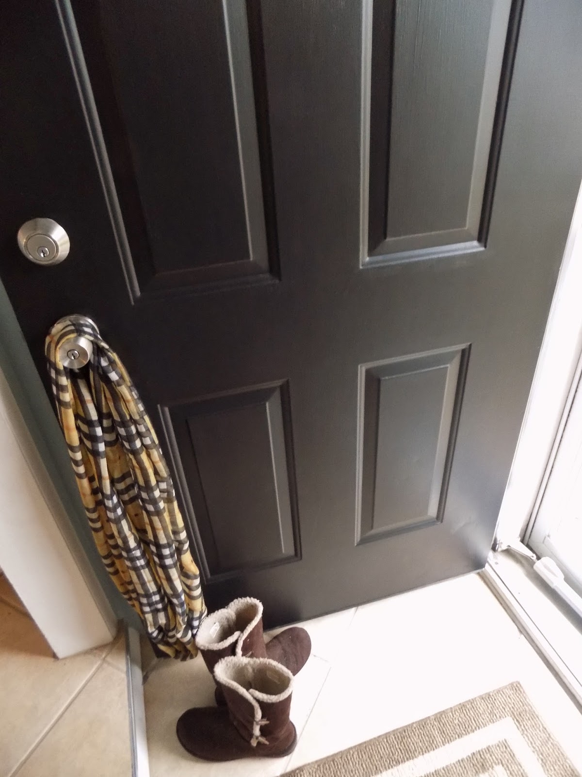 The Quaint Sanctuary { DIY Chalk Painted Faux Wood Front Door Makeover!}