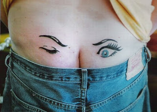 Funny Tattoos - Mischievous Winking Eye Tattoo on Butt