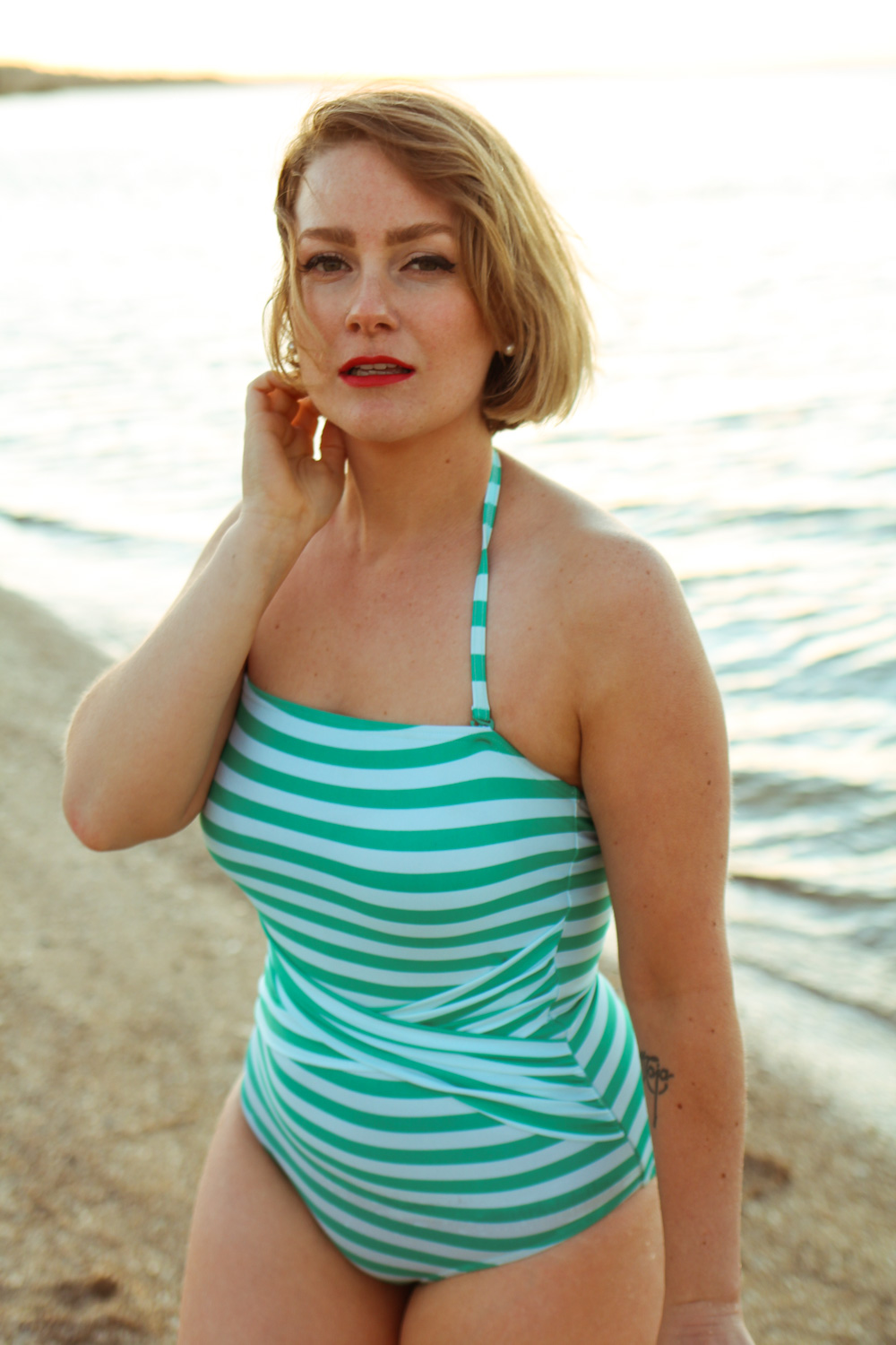 Mint Striped Bathing Suit and Being Introverted Finding Femme