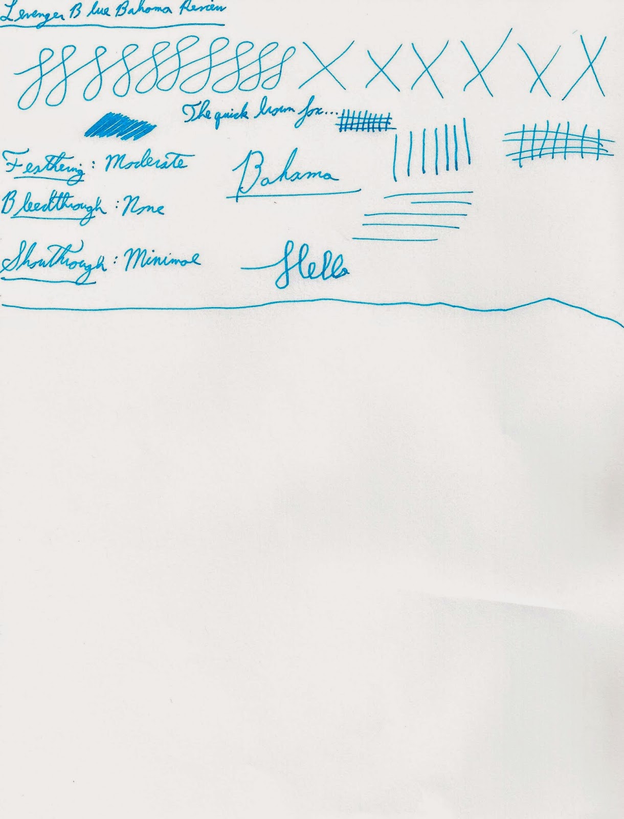 Levenger Blue Bahama Writing Sample