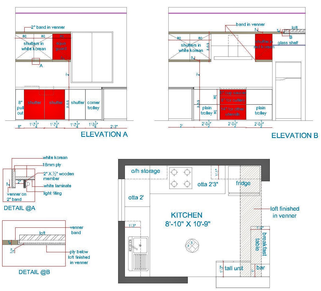 Height of kitchen cabinets Kitchen CabiDetail Section