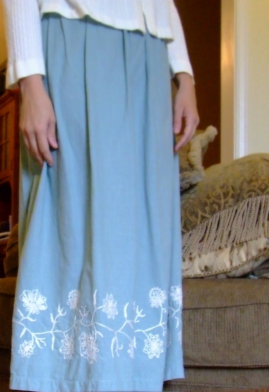 Scatter Sunshine Wearing Drapes Skirt Made from Curtain Panel