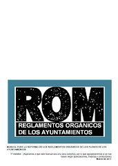 Manual para la reforma de los Reglamentos Orgánicos de los Ayuntamientos. Marzo de 2017