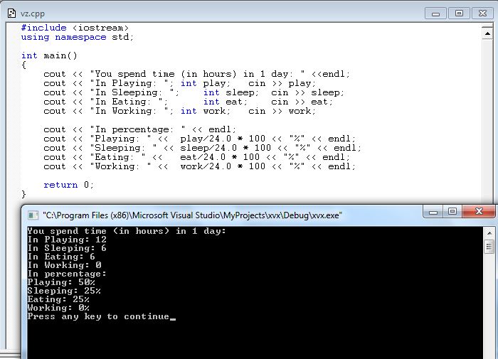 C++ C++ basic percentage program