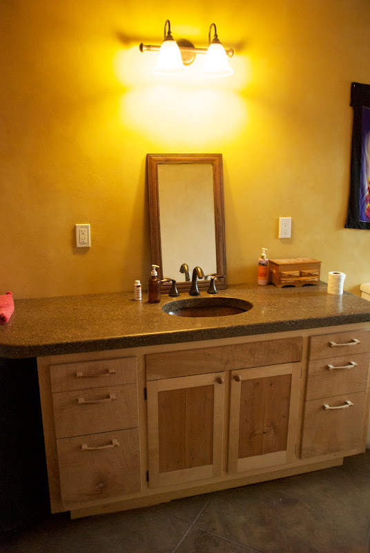 The Vanity, with the Concrete Counter on top, and sink installed. The title=