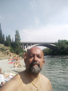 Seafarer/Blogger/Traveller Rudolph.A.Furtado in the Moraca river in Podgorica.