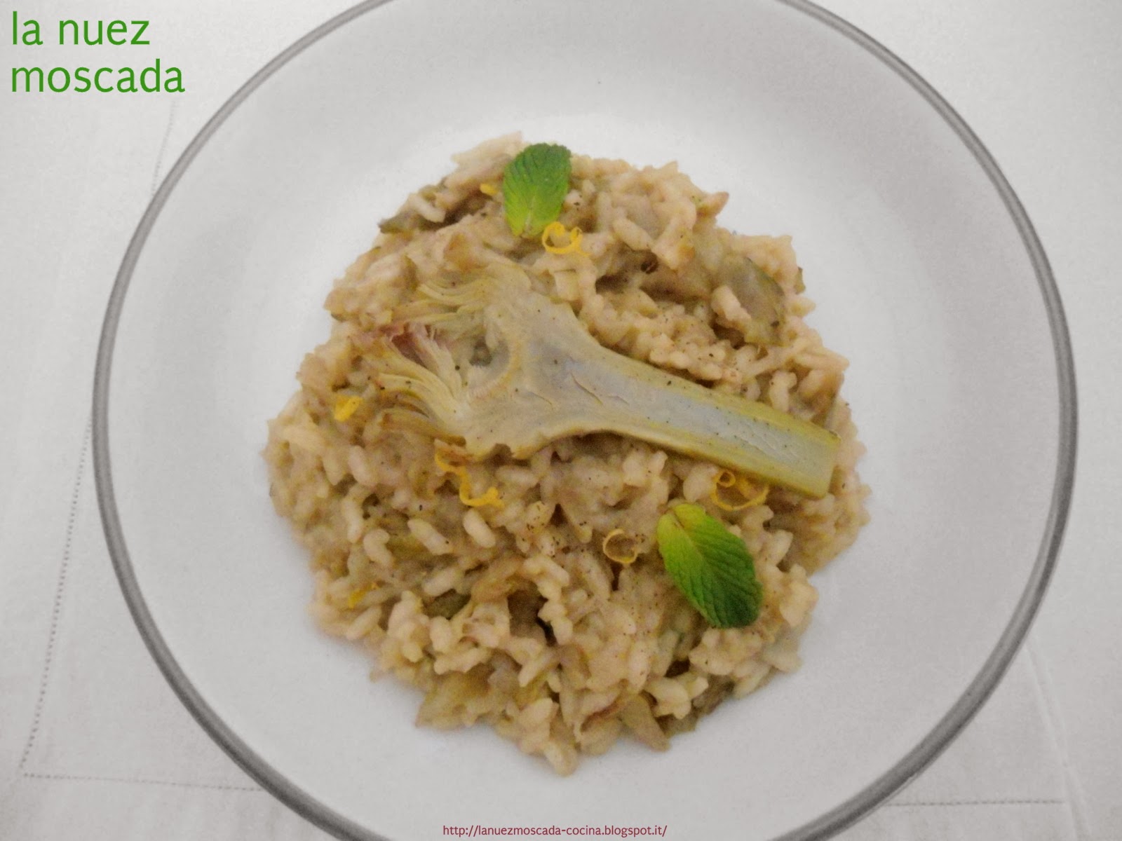 Risotto ai carciofi profumato alla menta - Risotto con alcachofas perfumado a la menta